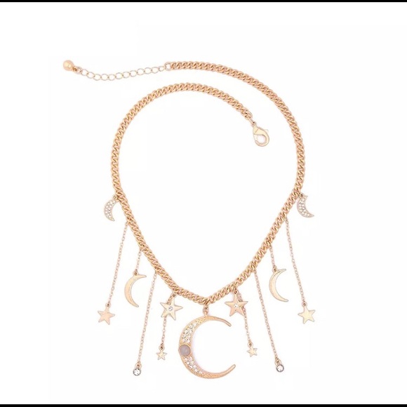 Moon Stars Statement Party Club Necklace - Picture 4 of 6